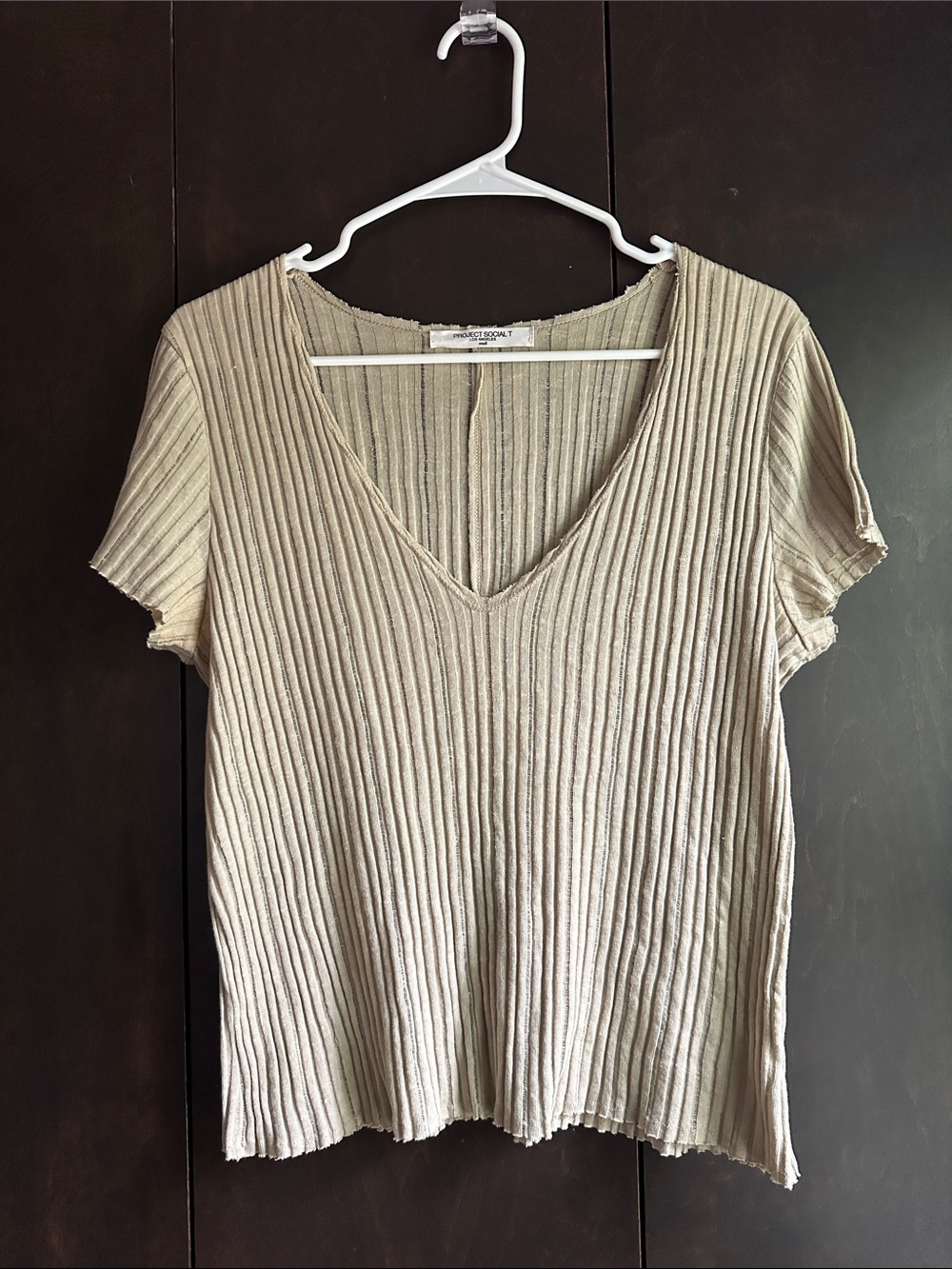 Project Social T Ribbed V-Neck Short Sleeve Top